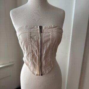 Lone Star White Cream Strapless Corset Country Festival Crop Top